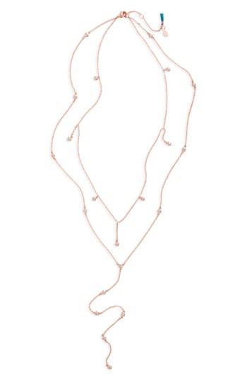 Women's Shashi Diana Pave Double Row Y-necklace