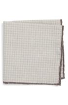Men's Eleventy Houndstooth Wool & Cotton Pocket Square, Size - Grey