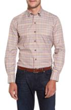 Men's David Donahue Check Herringbone Sport Shirt - Beige