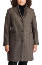 Women's Lauren Ralph Lauren Wool Blend Herringbone Reefer Coat