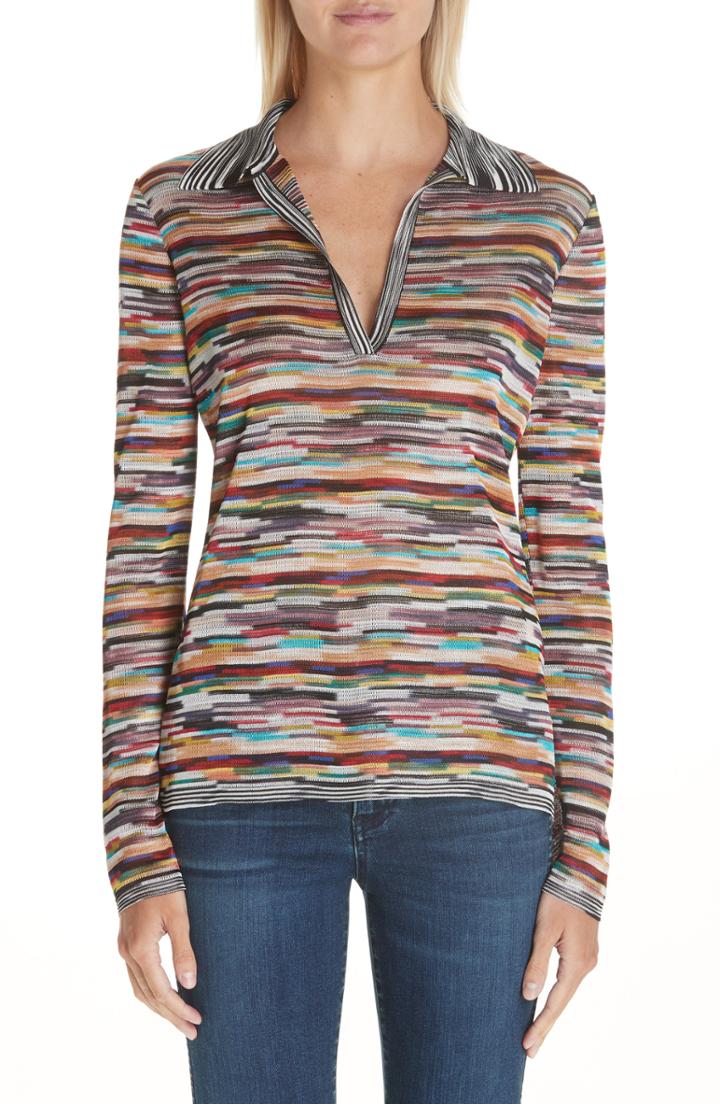 Women's Missoni Multicolor Polo Sweater Us / 40 It - Black