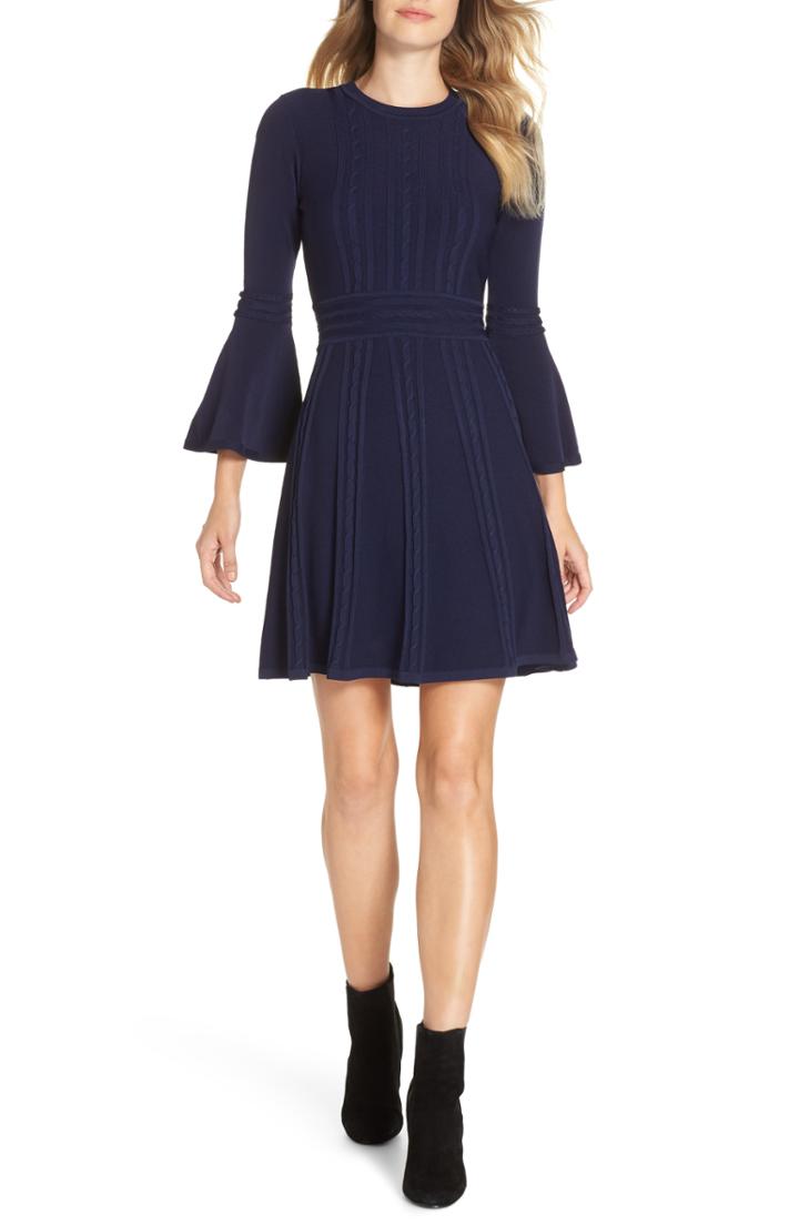Women's Eliza J Bell Sleeve Sweater Dress - Blue