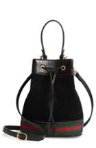 Gucci Small Ophidia Suede & Leather Bucket Bag - Black