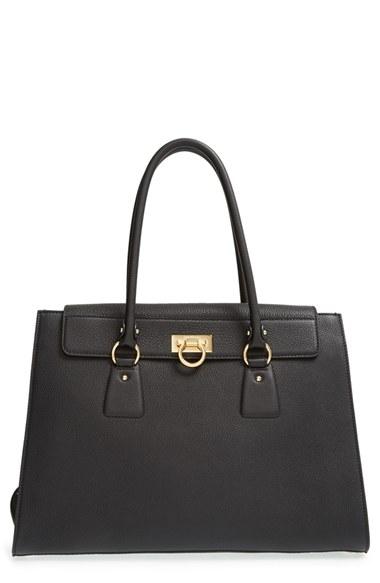 Salvatore Ferragamo 'large Lotty' Leather Tote - Black