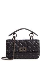 Valentino Matelasse Small Rockstud Spike Leather Top Handle Bag -
