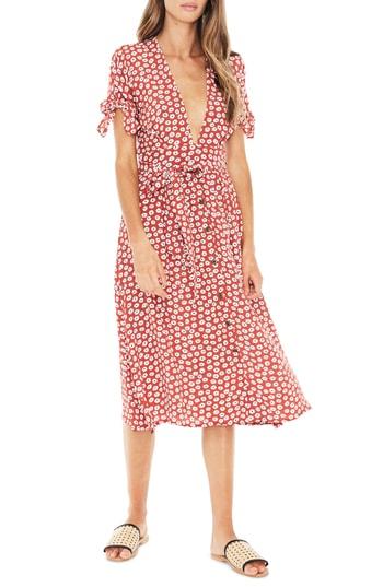 Women's Faithfull The Brand Nina Tie Cuff Midi Dress - Red