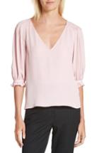 Women's Rebecca Taylor V-neck Silk Blouse - Pink