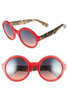 Women's Kate Spade New York 'khriss' 52mm Round Sunglasses - Red/ Havana Glitter