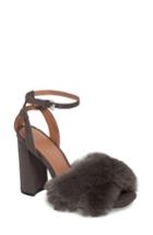 Women's Topshop Sassy Faux Fur Sandal .5us / 36eu M - Grey
