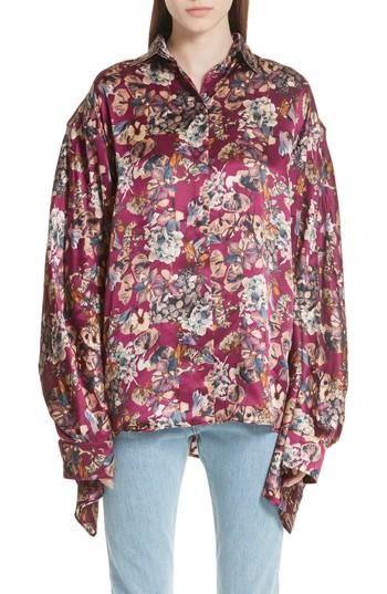 Women's Y/project Floral Silk Blouse - Purple