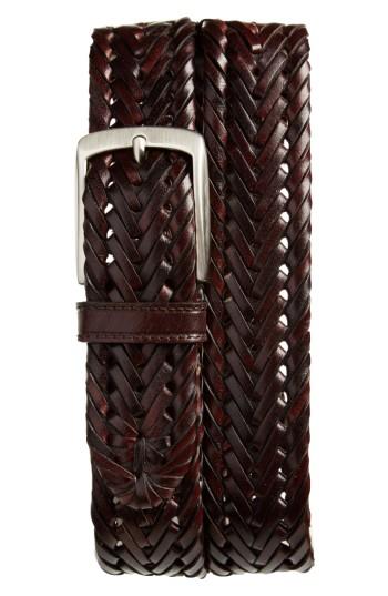 Men's Trafalgar Enzo Braided Leather Belt - Brown