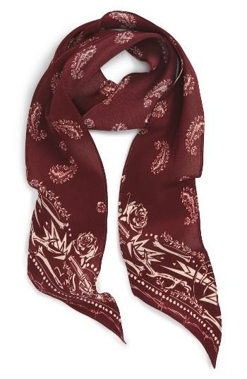 Women's Rockins Guns & Rockins Skinny Silk Scarf, Size - Red