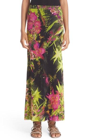 Women's Fuzzi Fern Print Tulle Maxi Skirt