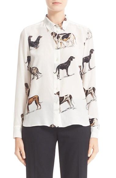 Women's Stella Mccartney Dog Print Silk Blouse