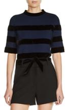 Women's Maje Velvet Stripe Milano Knit Crop Top - Blue