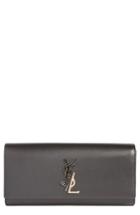 Saint Laurent Kate Deconstructed Monogram Leather Clutch - Black
