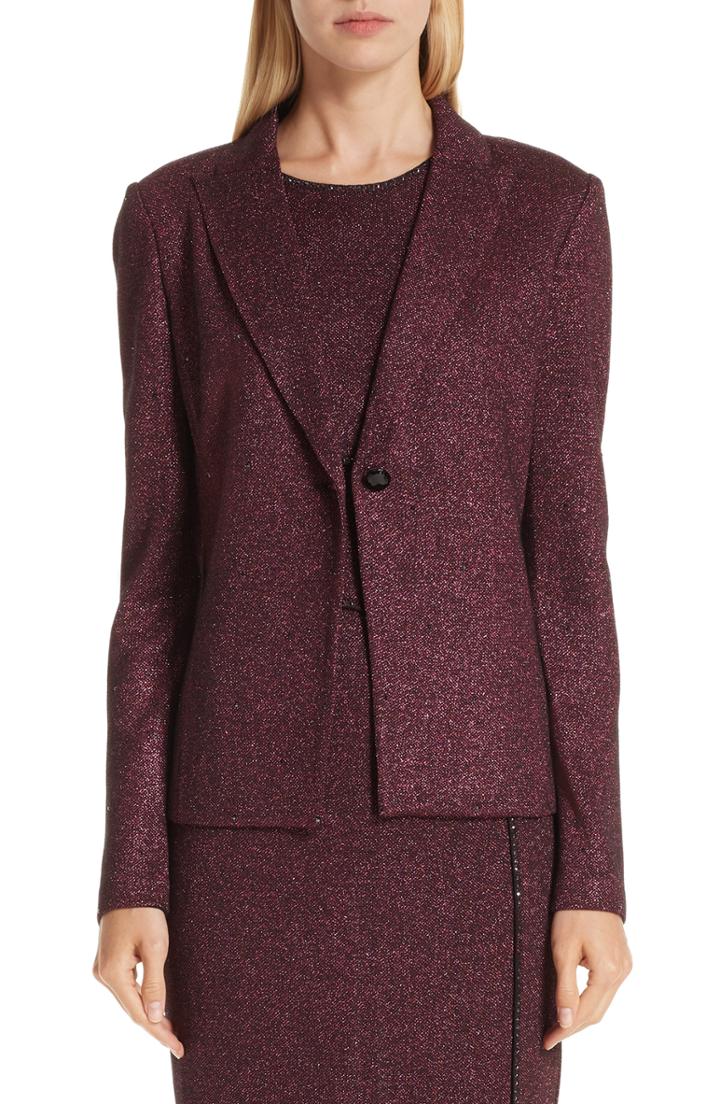 Women's St. John Collection Mod Metallic Knit Jacket - Pink