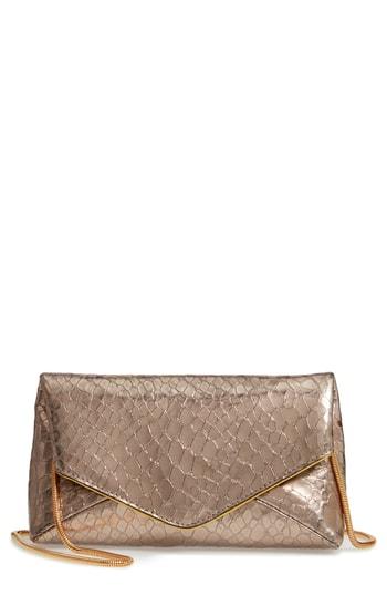 Dries Van Noten Snake Embossed Leather Envelope Clutch - Metallic