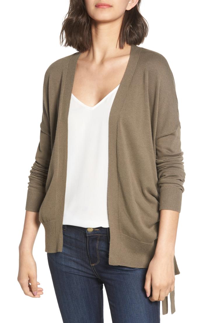 Women's Chelsea28 Ruched Side Cardigan, Size - Green