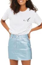 Women's Topshop Initial Embroidered Tee Us (fits Like 6-8) - White