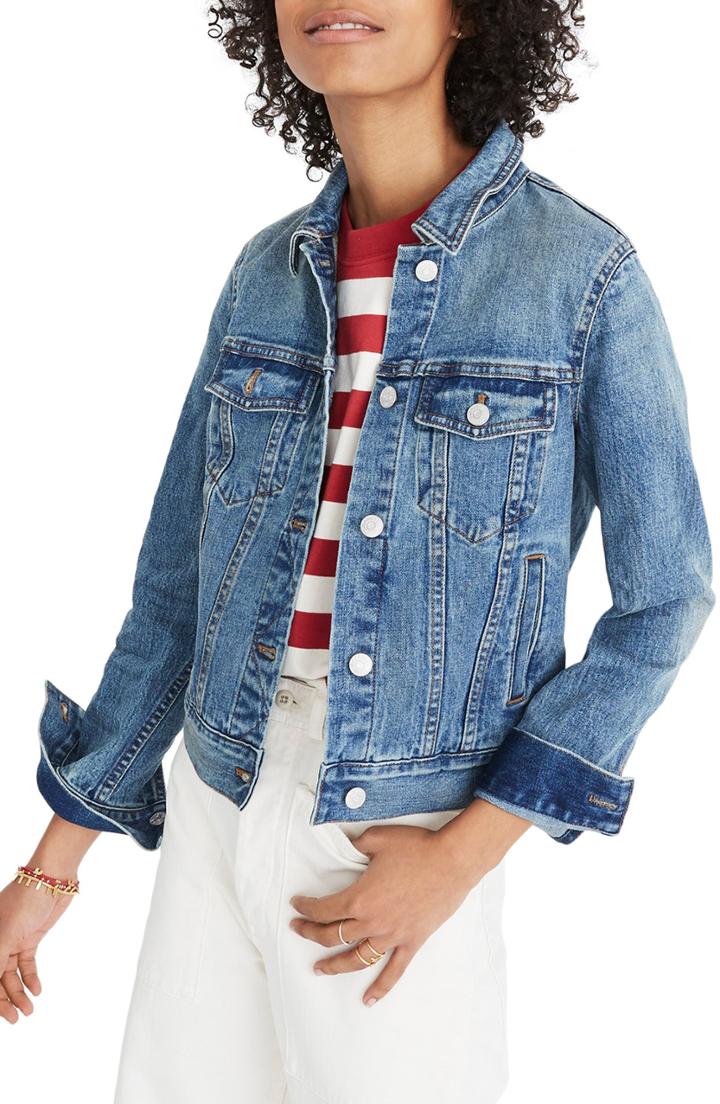 Women's Madewell Shrunken Stretch Denim Jacket - Blue