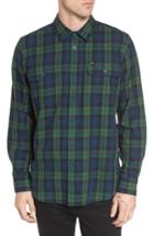 Men's Obey Norwich Plaid Woven Shirt, Size - Green