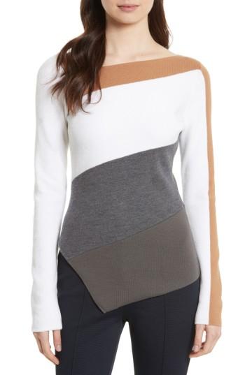 Women's Diane Von Furstenberg Colorblock Asymmetrical Top - Grey