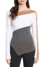 Women's Diane Von Furstenberg Colorblock Asymmetrical Top - Grey
