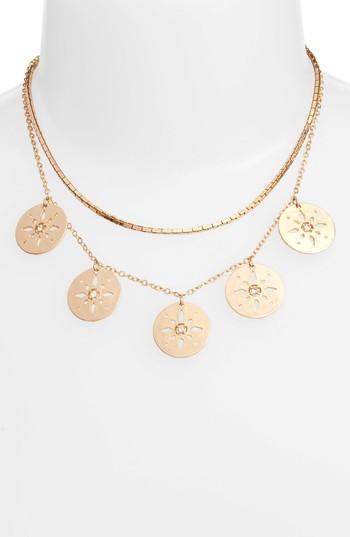 Women's Treasure & Bond Pierced Disc Frontal Necklace