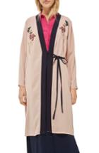Women's Topshop Tiger Embroidered Duster Coat Us (fits Like 2-4) - Beige
