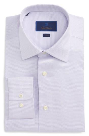 Men's David Donahue Trim Fit Microdot Dress Shirt 32/33 - Purple