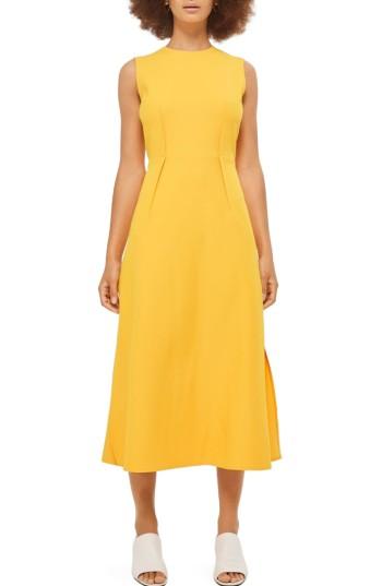 Women's Topshop Open Back Tie Midi Dress Us (fits Like 0-2) - Yellow