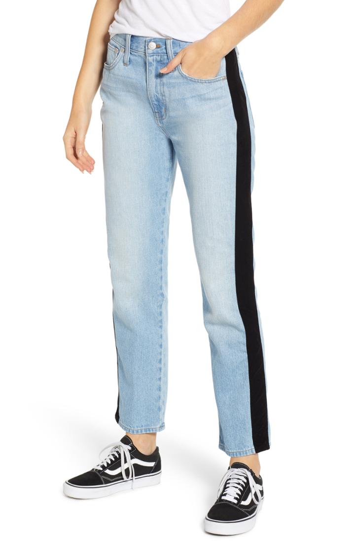 Women's Madewell The Perfect Vintage Velvet Tux Stripe Jeans - Blue