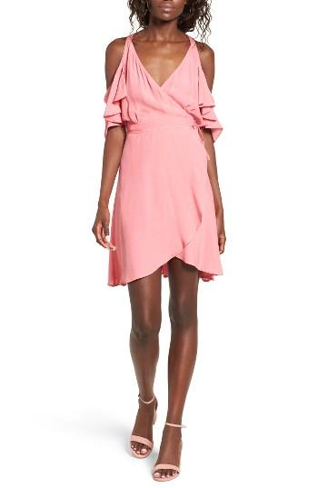 Women's Privacy Please Delta Off The Shoulder Wrap Dress - Pink