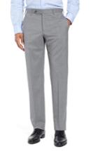 Men's Zanella Parker Flat Front Stretch Wool Trousers - Grey