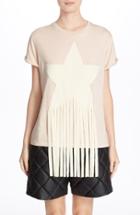 Women's Stella Mccartney Fringe Trim Star Applique Roll Cuff Tee
