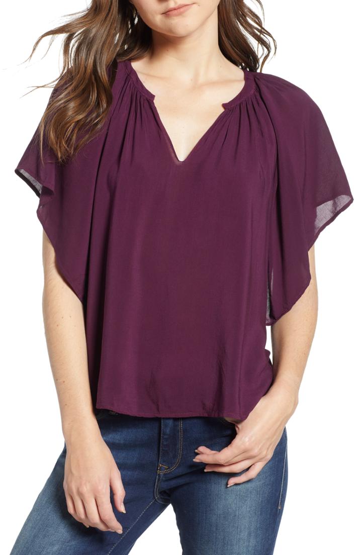 Women's Vince Camuto Plaid Ruffle Top - Grey