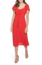 Women's Leith Cinch Front Midi Dress, Size - Red