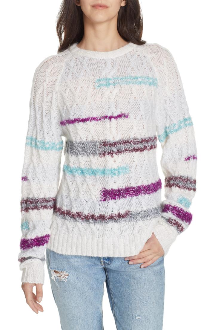 Women's Tanya Taylor Lora Stripe Cable Knit Sweater - Ivory