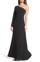 Women's Vince Camuto Ruched One-shoulder Crepe Gown - Black