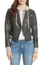 Women's Alice + Olivia Avril Hooded Combo Leather Jacket - Black