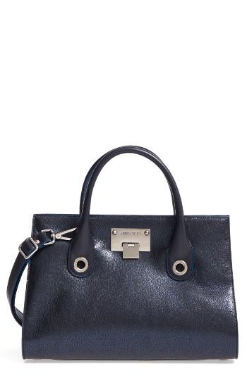 Jimmy Choo Medium Riley Metallic Leather Tote - Blue