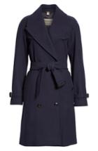 Women's Burberry Cranston Wool Blend Trench Coat - Blue