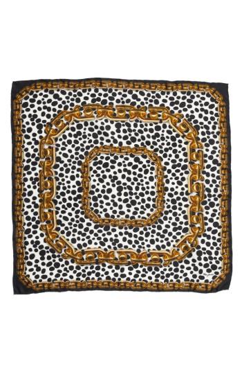Women's Marc Jacobs Animal & Chain Print Silk Scarf, Size - Black
