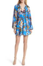 Women's Dvf Tie Waist Floral Silk Dress