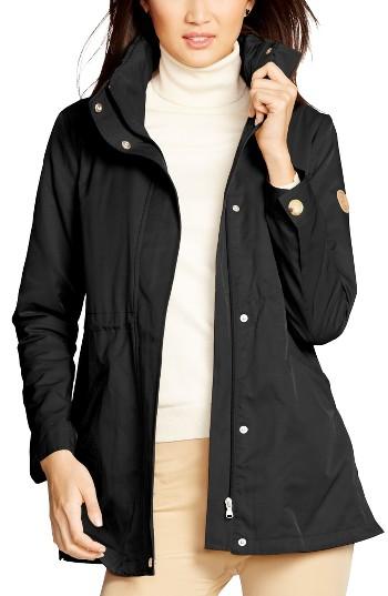 Women's Lauren Ralph Lauren Stowaway Hood Drawstring Waist Anorak - Black