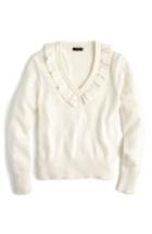 Women's J.crew Ruffle V-neck Sweater - Grey