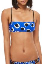 Women's Topshop Graphic Circle Bikini Top Us (fits Like 0) - Blue