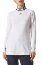 Women's Adidas Stripe Mock Neck Tee - Ivory