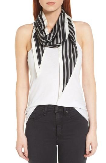 Women's Rag & Bone Narrow Stripe Silk Scarf, Size - Black